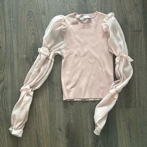 Zara blush pink top with balloon sleeves